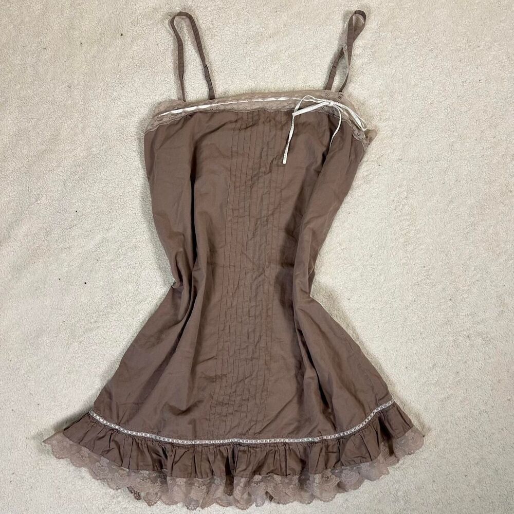 Etam Coquette Twee Brown and White Lace Babydoll Dress